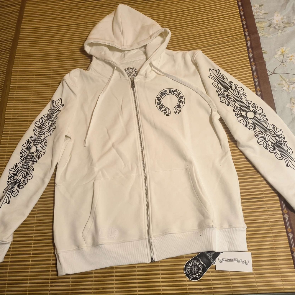 Chrome Hearts White Zip Up Hoodie